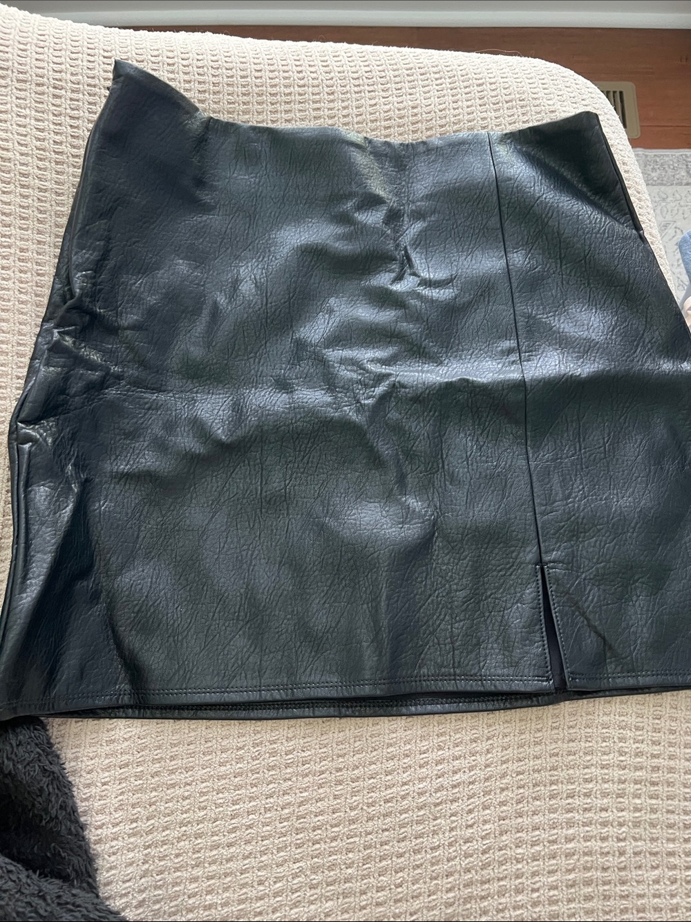 Old Navy Black Faux Leather Mini Skirt with Front Slit